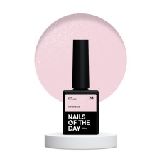 NAILSOFTHEDAY Cover base NEW 28 - półprzezroczysta pudrowo-różowa baza ze srebrną drobinką, 10 ml